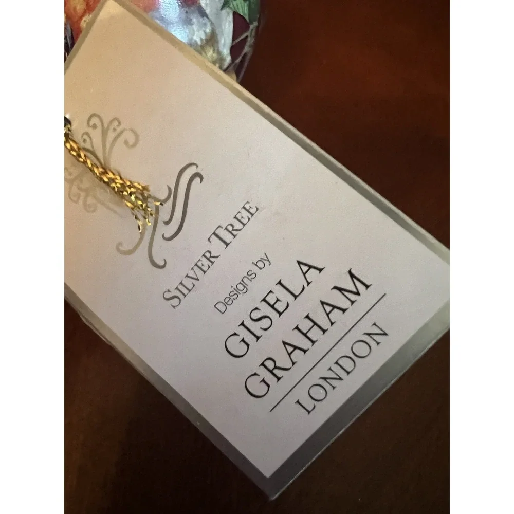 Robin Christmas Ornament Red Glass Bird‎ Holly Berries Gisela Graham London